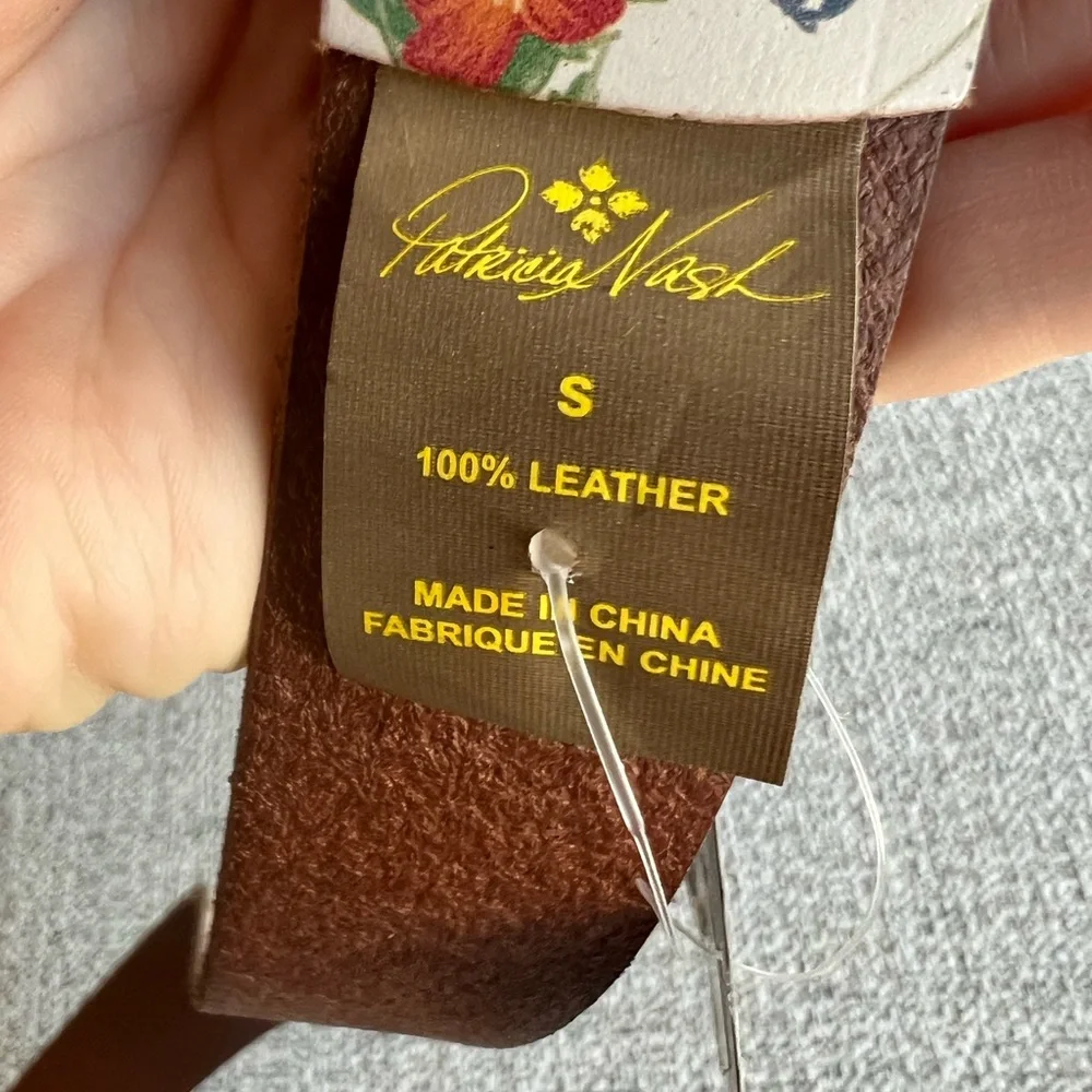 Patricia Nash Vietri Leather Belt Mini Meadows Floral Print Ivory Small NWT - Picture 5 of 9